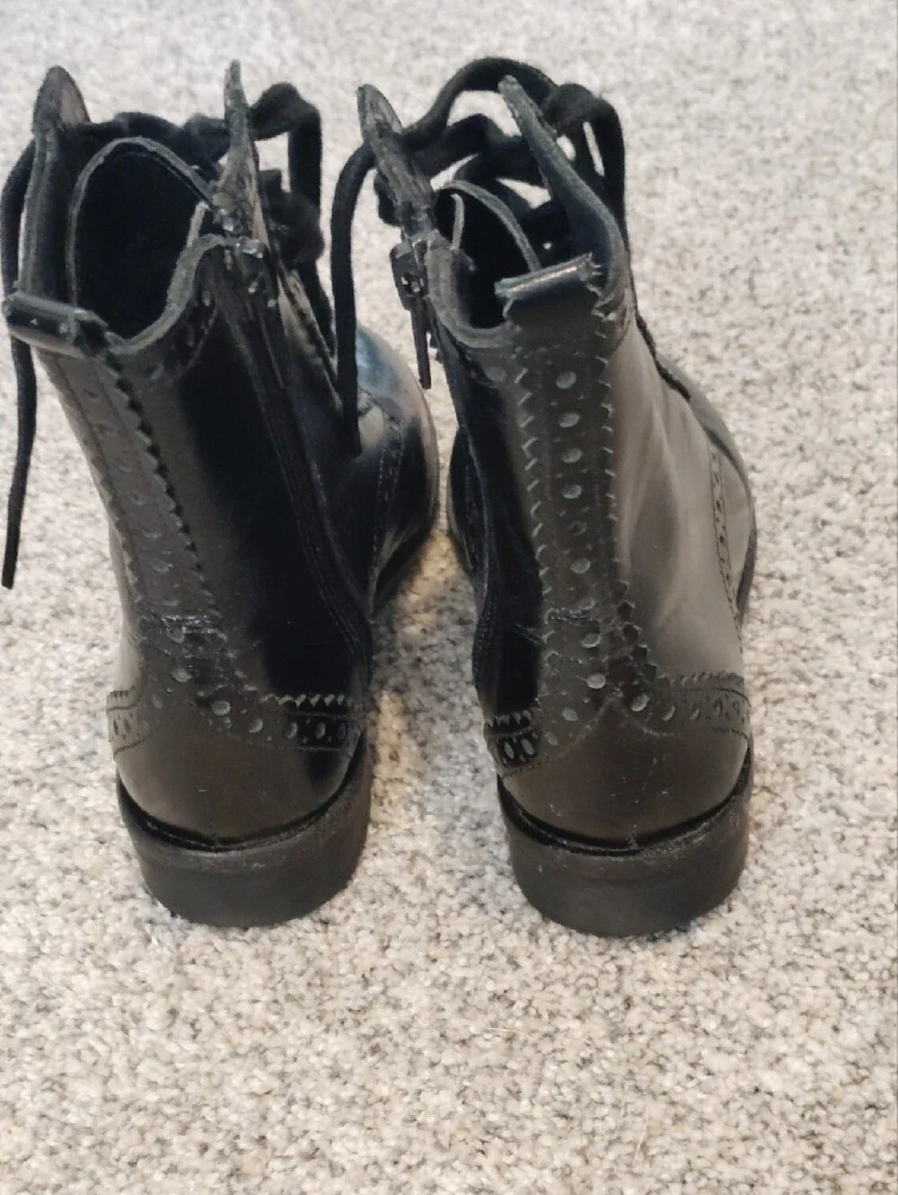 Zara Black Kids Lace-Up Brogue Combat Boots